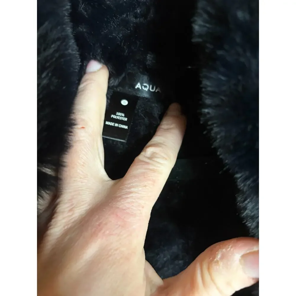 AQUA Women's Black Faux Fur Vest Small 2-8